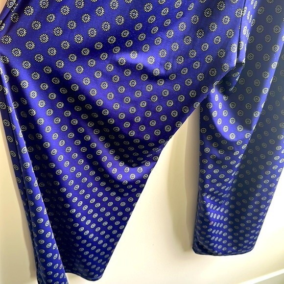 Navy Palazzo Pants with Sun-Like Pattern Size Large - Picture 2 of 4